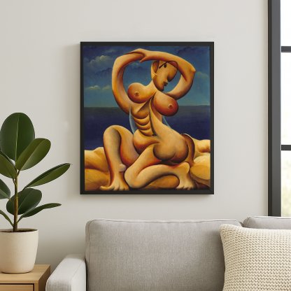 Genrikh Frid - "Sitting on the Beach" 1998 Original Oil Painting 18x24