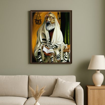 "Prying Hebrew" – Genrikh Frid (1995) | Original Oil on Canvas | 30" × 40"